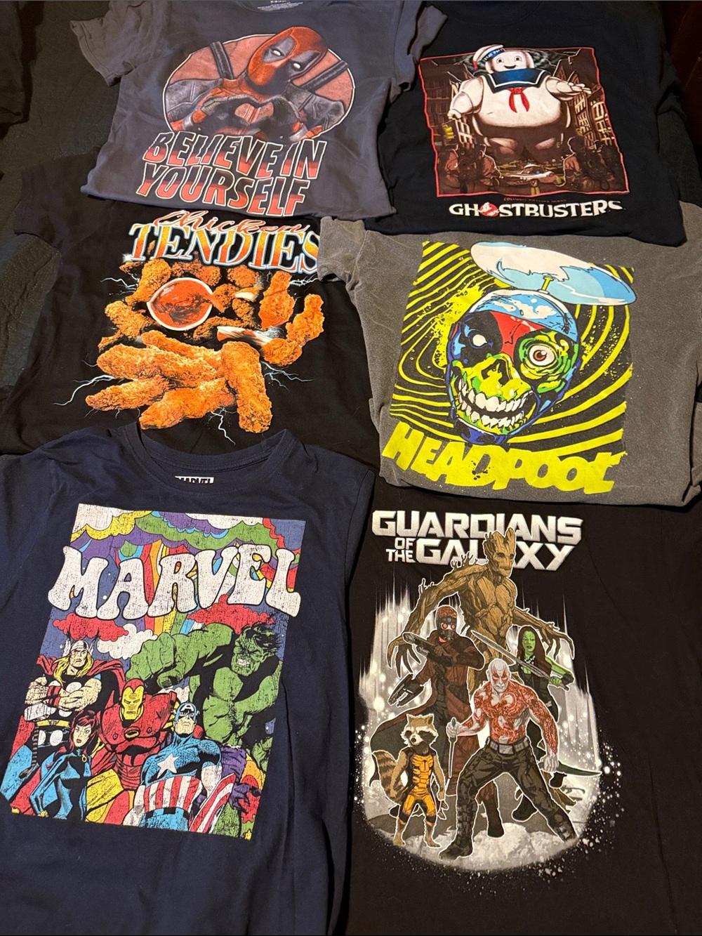 Marvel & Pop Culture Graphic Tees Bundle - Six (6) Tees
